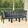 vidaXL 3 Piece Garden Lounge Set Black and Grey Poly Rattan