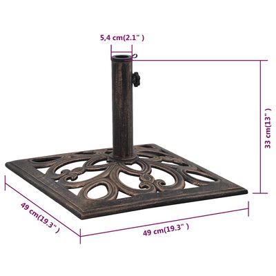 vidaXL Umbrella Base Bronze 12 kg 49 cm Cast Iron, bronze vidaXL Umbrella Base Bronze 12 kg 49 cm Cast Iron
