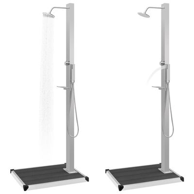 vidaXL Outdoor Shower with Tray WPC Stainless Steel, grey vidaXL Outdoor Shower with Tray WPC Stainless Steel