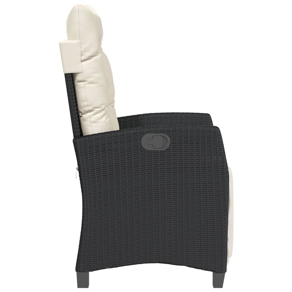 vidaXL Reclining Garden Chairs 2 pcs with Footrest Black Poly Rattan