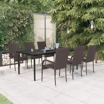 vidaXL 7 Piece Garden Dining Set Brown and Black, brown and black vidaXL 7 Piece Garden Dining Set Brown and Black