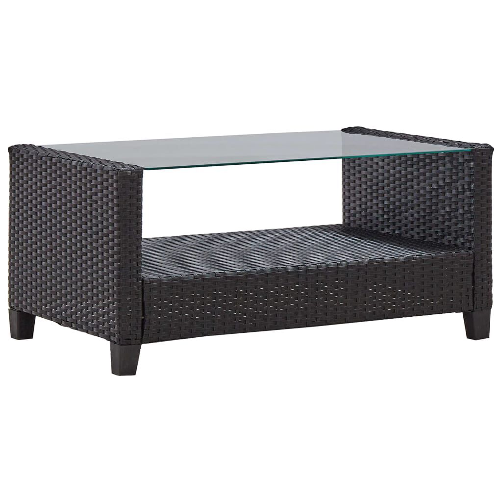 vidaXL 6 Piece Garden Sofa Set with Cushions Poly Rattan Black