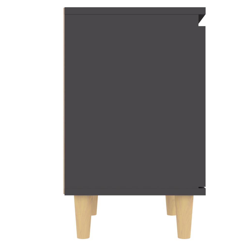 vidaXL Bed Cabinet with Solid Wood Legs Grey 40x30x50 cm