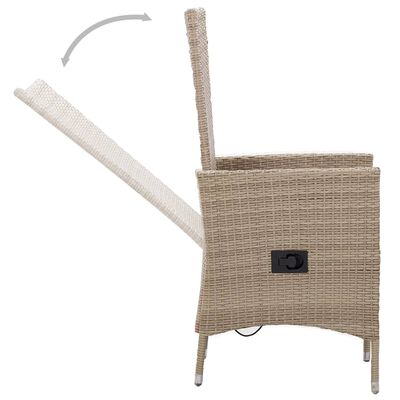 vidaXL 7 Piece Garden Dining Set Poly Rattan Beige