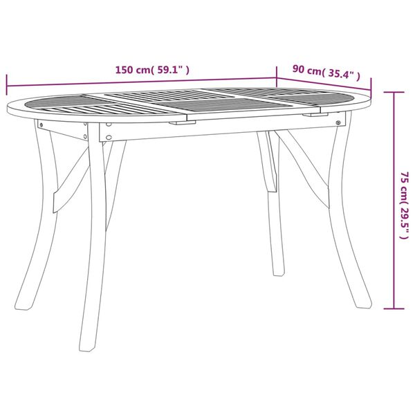 vidaXL Garden Table 150x90x75 cm Solid Wood Acacia
