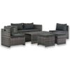 vidaXL 6 Piece Garden Lounge Set with Cushions Poly Rattan Grey