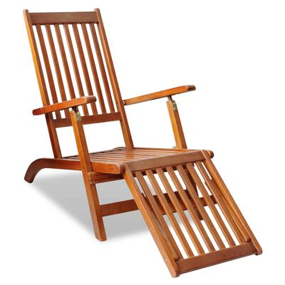 vidaXL Outdoor Deck Chair with Footrest Solid Acacia Wood