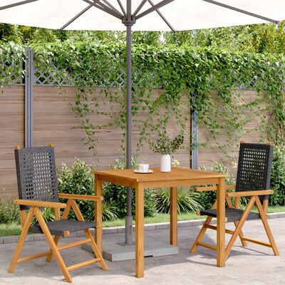 vidaXL Garden Chairs 2 pcs Black Solid Wood Acacia and Poly Rattan, black vidaXL Garden Chairs 2 pcs Black Solid Wood Acacia and Poly Rattan