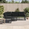 vidaXL Garden Sofa with Cushions and Footstool L-Shaped Black Poly Rattan