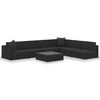 vidaXL 7 Piece Garden Lounge Set Black with Cushions Poly Rattan