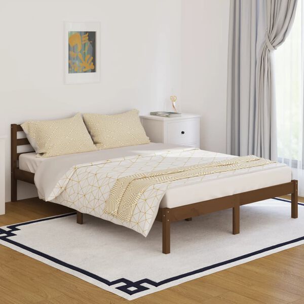 vidaXL Bed Frame without Mattress Solid Wood Pine 140x200cm Honey Brown