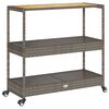 vidaXL Bar Cart 3-Tier Grey Poly Rattan and Solid Wood Acacia