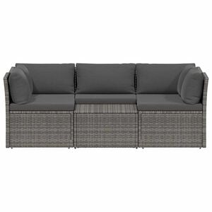 vidaXL 4 Piece Garden Lounge Set with Cushions Poly Rattan Grey