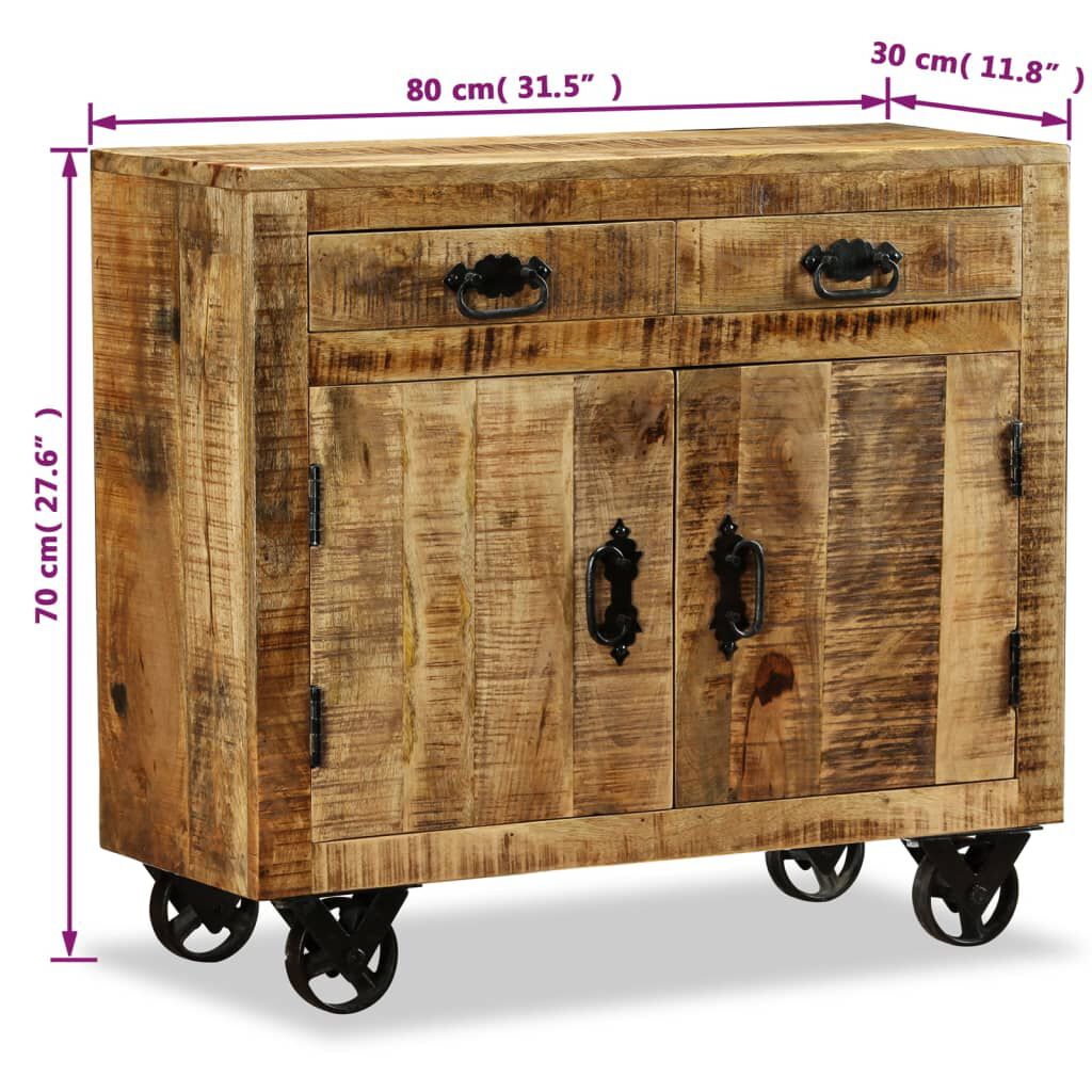 vidaXL Sideboard with 2 Drawers and 1 Cabinet Rough Mango Wood