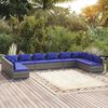 vidaXL 10 Piece Garden Lounge Set with Cushions Poly Rattan Grey