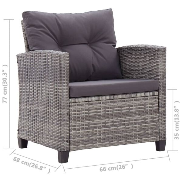 vidaXL 6 Piece Garden Sofa Set with Cushions Poly Rattan Dark Grey