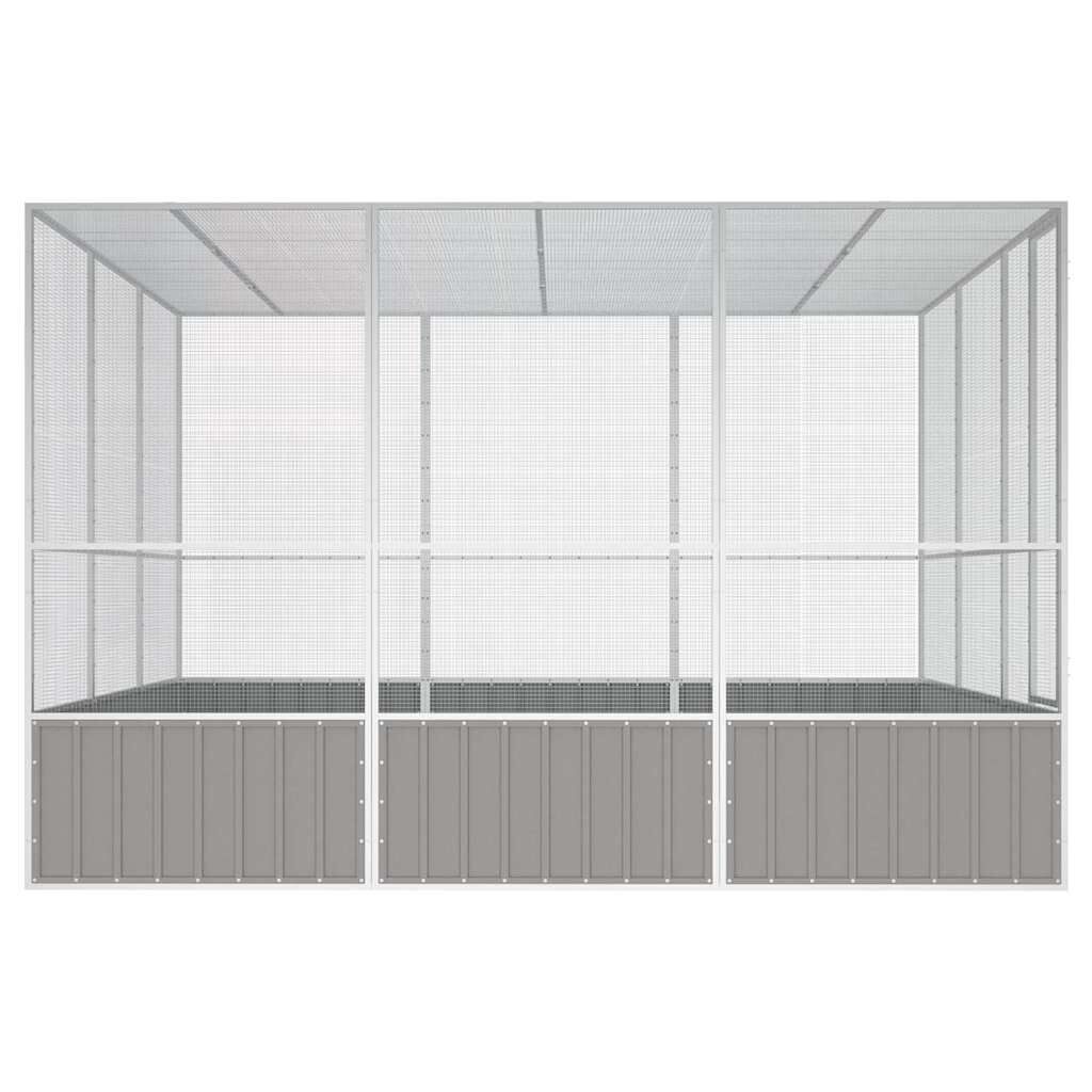 vidaXL Bird Cage Grey 302.5x324.5x211.5 cm Galvanised Steel