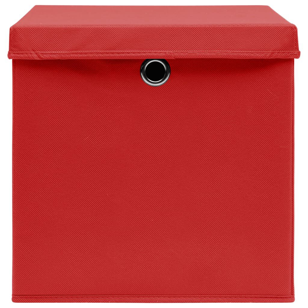 vidaXL Storage Boxes with Covers 10 pcs 28x28x28 cm Red