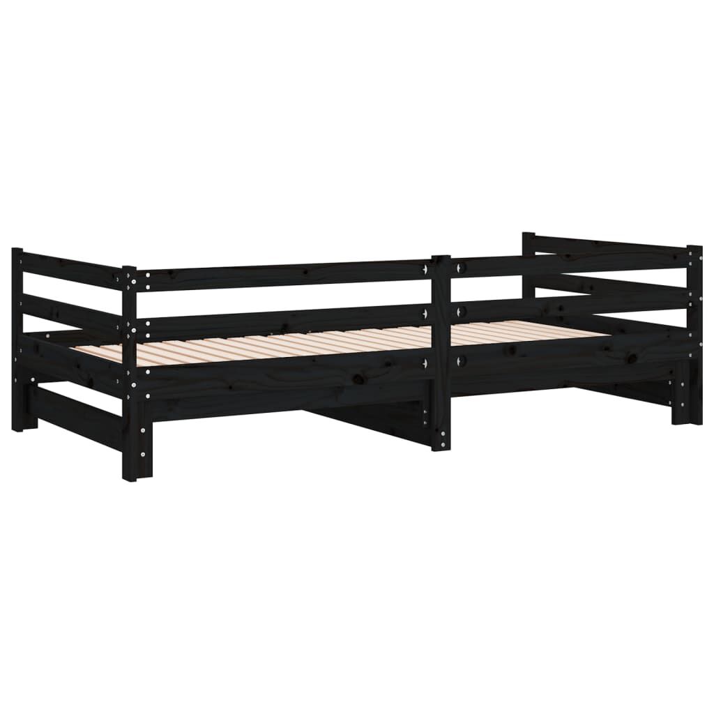 vidaXL Pull-out Day Bed without Mattress Black 2x(90x200)cm
