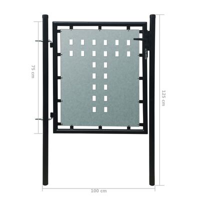 vidaXL Black Single Door Fence Gate 100 x 125 cm,  vidaXL Black Single Door Fence Gate 100 x 125 cm