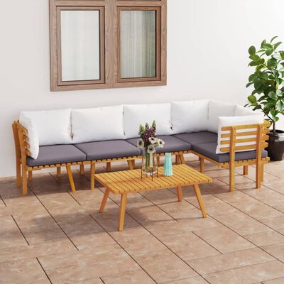 vidaXL 6 Piece Garden Lounge Set with Cushions Solid Wood Acacia,  vidaXL 6 Piece Garden Lounge Set with Cushions Solid Wood Acacia