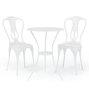 vidaXL Bistro Set | White | Cast aluminium | Small | Durable | Bistro Set