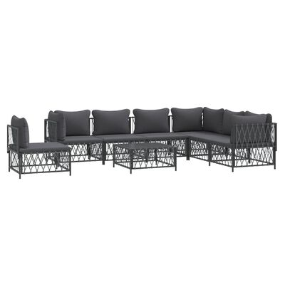 vidaXL 8 Piece Garden Lounge Set with Cushions Anthracite Steel, anthracite vidaXL 8 Piece Garden Lounge Set with Cushions Anthracite Steel