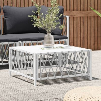 vidaXL Garden Table White 70x70x34 cm Woven Fabric