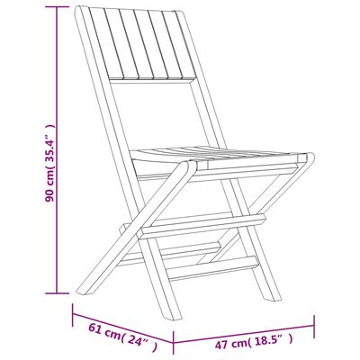 vidaXL Folding Garden Chairs 2 pcs 47x61x90 cm Solid Wood Teak
