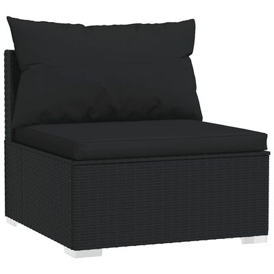 vidaXL 4 Piece Garden Lounge Set with Cushions Poly Rattan Black, black vidaXL 4 Piece Garden Lounge Set with Cushions Poly Rattan Black