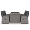 vidaXL 9 Piece Outdoor Dining Set with Cushions Poly Rattan Grey
