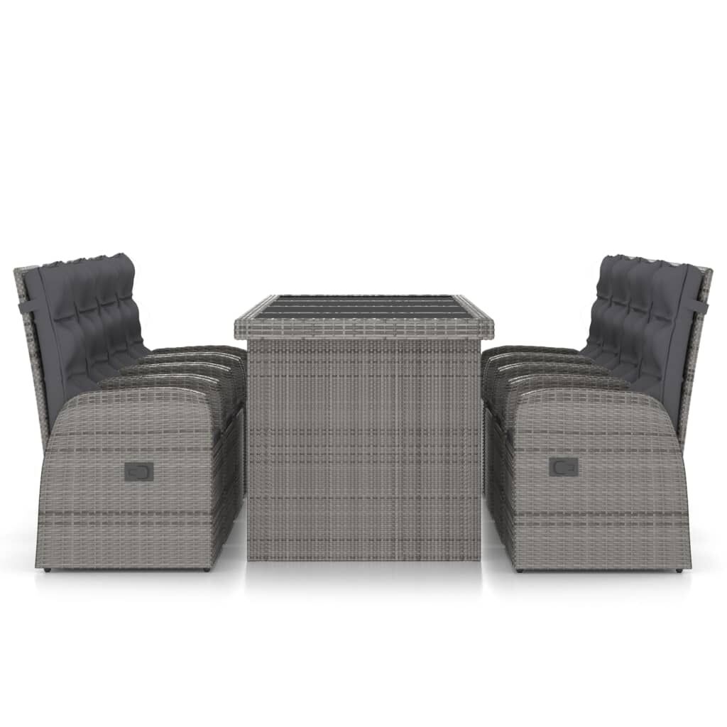 vidaXL 9 Piece Outdoor Dining Set with Cushions Poly Rattan Grey