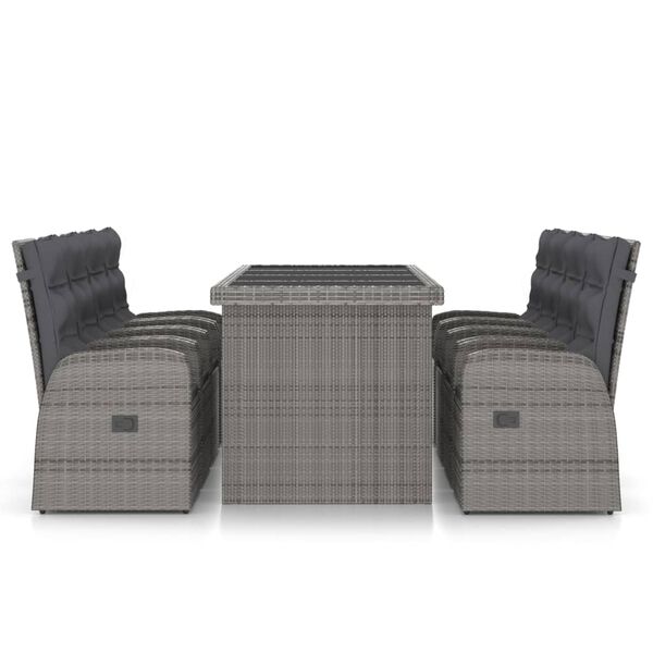 vidaXL 9 Piece Outdoor Dining Set with Cushions Poly Rattan Grey