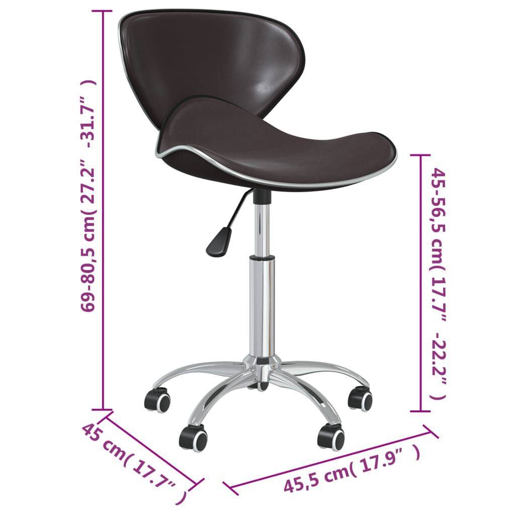 vidaXL Swivel Dining Chairs 2 pcs Brown Faux Leather