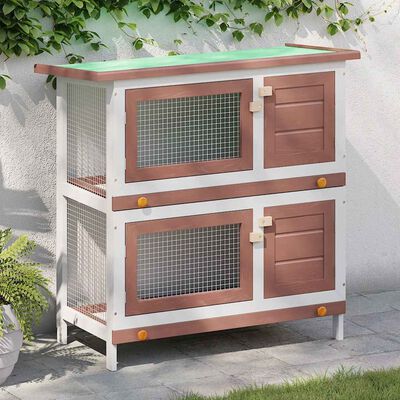 vidaXL Outdoor Rabbit Hutch 4 Doors Red Wood, red vidaXL Outdoor Rabbit Hutch 4 Doors Red Wood