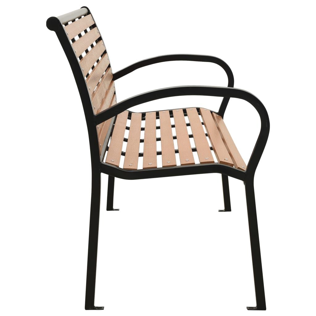 vidaXL Garden Bench Black and Brown 116 cm Steel and WPC