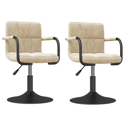 vidaXL Swivel Dining Chairs 2 pcs Cream Velvet, cream vidaXL Swivel Dining Chairs 2 pcs Cream Velvet
