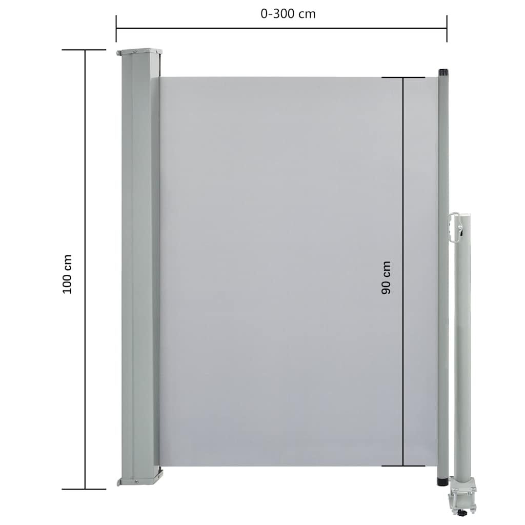 vidaXL Patio Retractable Side Awning 100 x 300 cm Grey