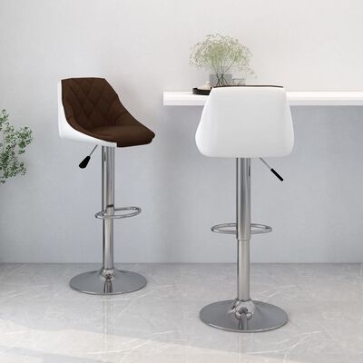 vidaXL Bar Stools 2 pcs Brown and White Faux Leather, brown and white vidaXL Bar Stools 2 pcs Brown and White Faux Leather