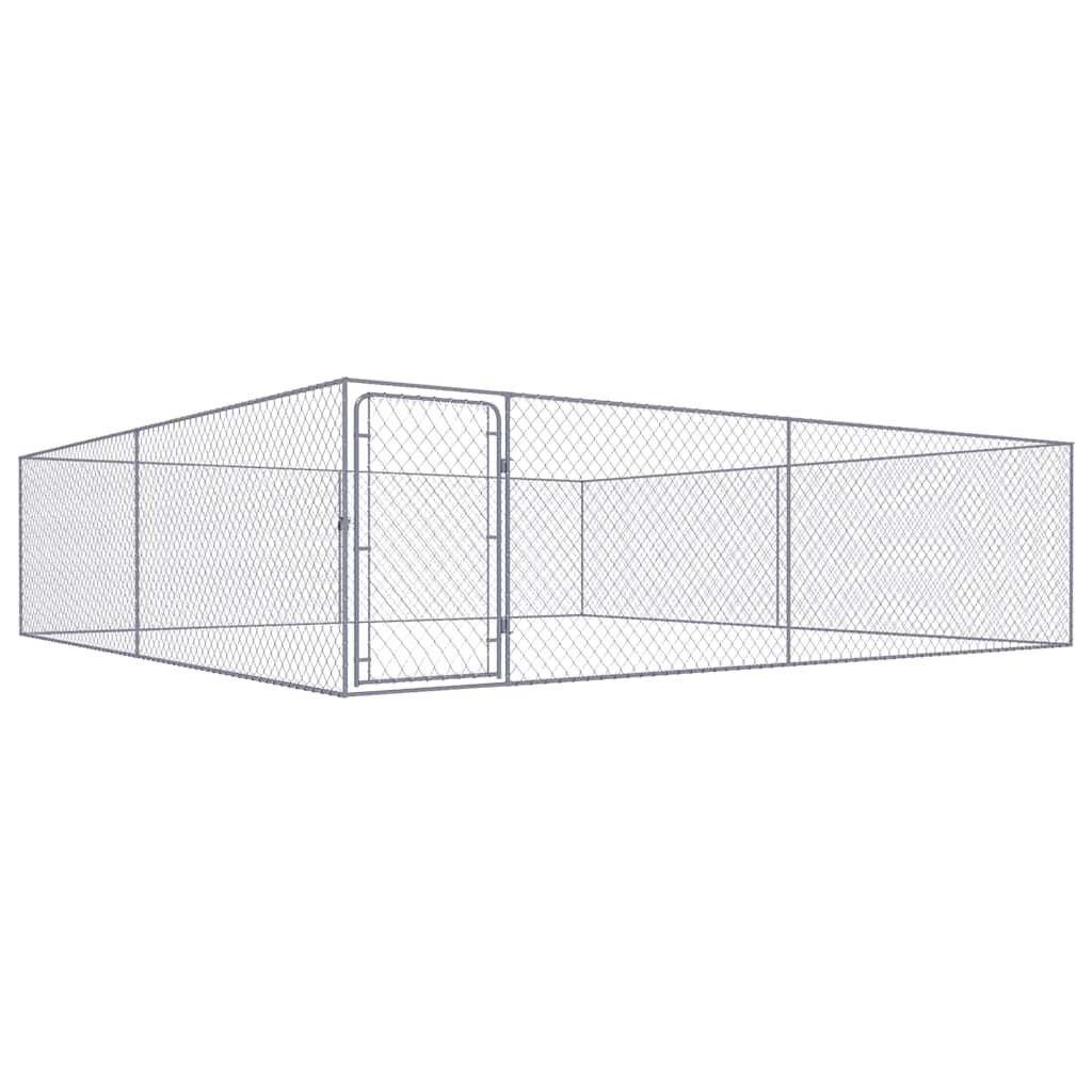 vidaXL Outdoor Dog Kennel Galvanised Steel 4x4x1 m