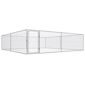 vidaXL Outdoor Dog Kennel Galvanised Steel 4x4x1 m