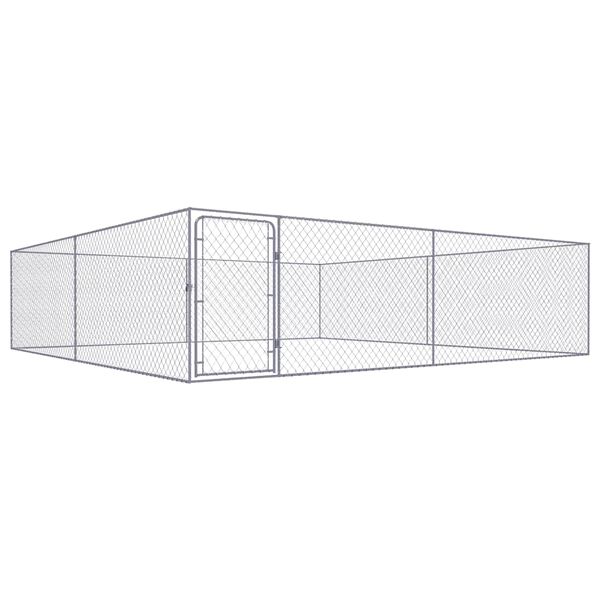 vidaXL Outdoor Dog Kennel Galvanised Steel 4x4x1 m