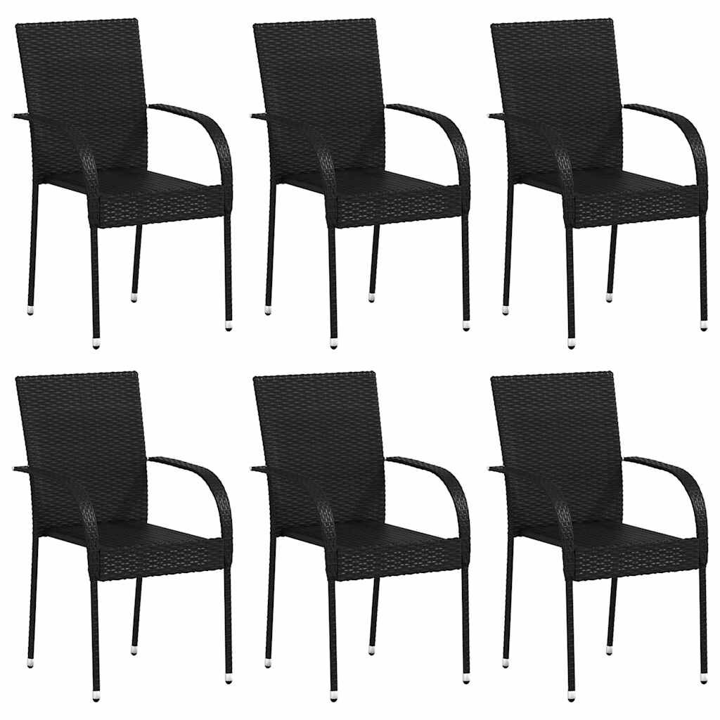 vidaXL Stackable Outdoor Chairs 6 pcs Poly Rattan Black