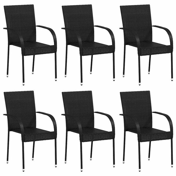 vidaXL Stackable Outdoor Chairs 6 pcs Poly Rattan Black