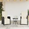 vidaXL Reclining Garden Chairs 2 pcs with Footrest Black Poly Rattan