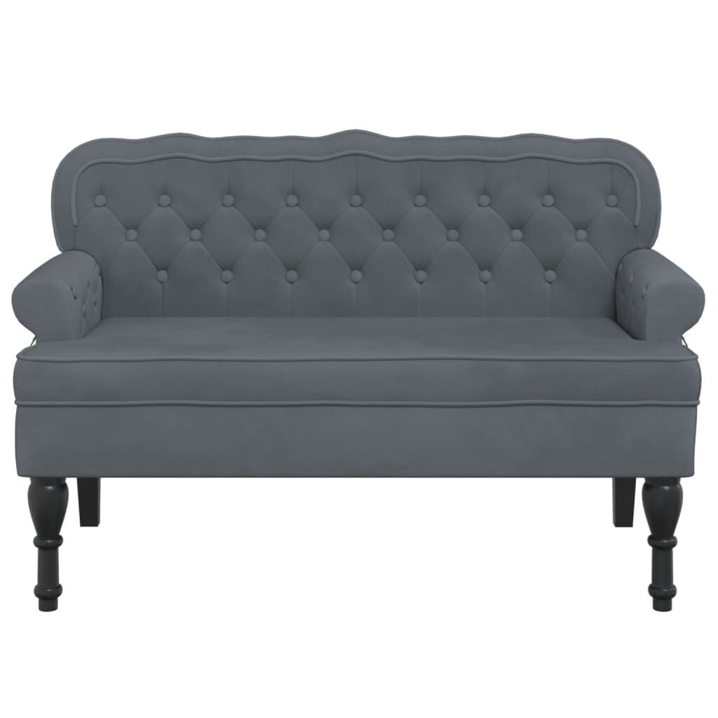 vidaXL Bench with Backrest Dark Grey 119.5x64.5x75 cm Velvet