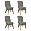Oak Indoor Fabric Dining Chair Set 4 pcs Dark Grey