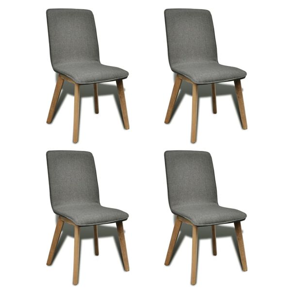 Oak Indoor Fabric Dining Chair Set 4 pcs Dark Grey