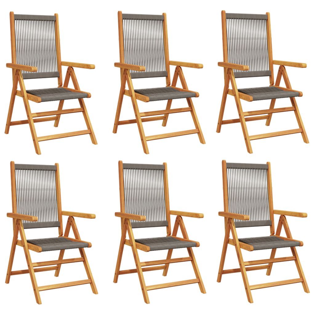 vidaXL Reclining Garden Chairs 6 pcs Grey Solid Wood Acacia