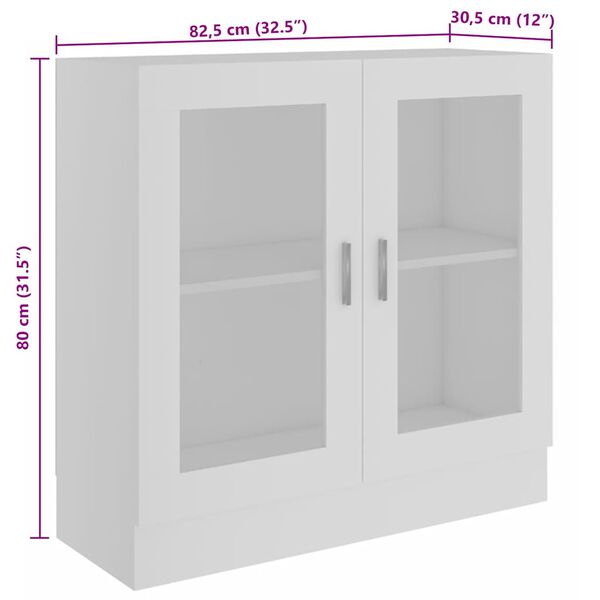 vidaXL Vitrine Cabinet White 82.5x30.5x80 cm Engineered Wood